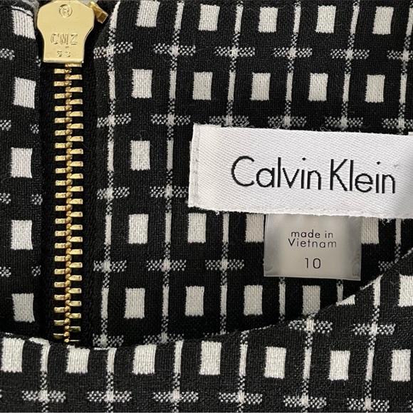 Calvin Klein Women’s Black & Beige Size 10 Sleeveless Check Dress - Picture 5 of 5